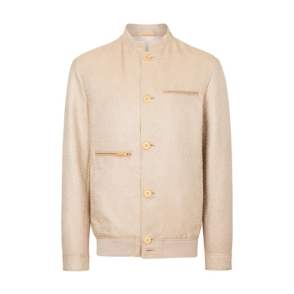 Clearance Band Collar Silk Blouson Mens Outerwear