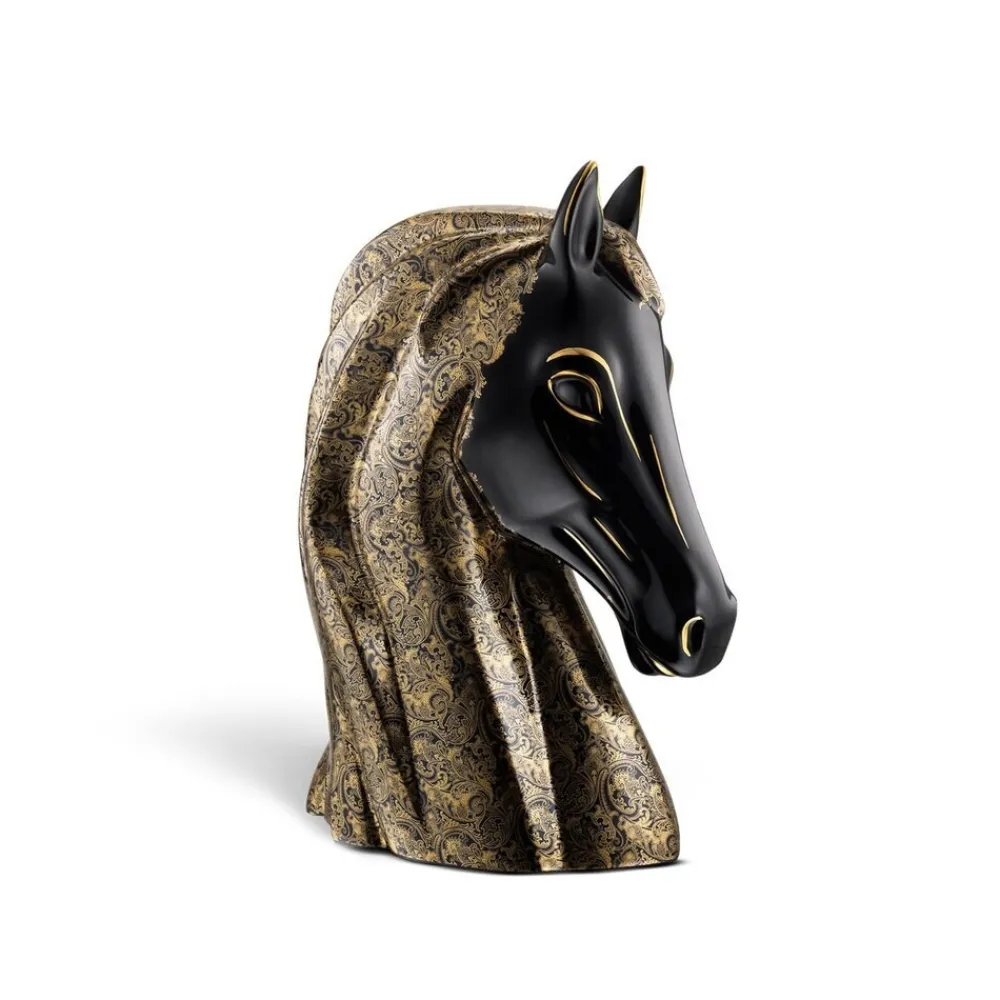 Outlet Black Paisley Large Porcelain Horse Bust Ornament Porcelain Line