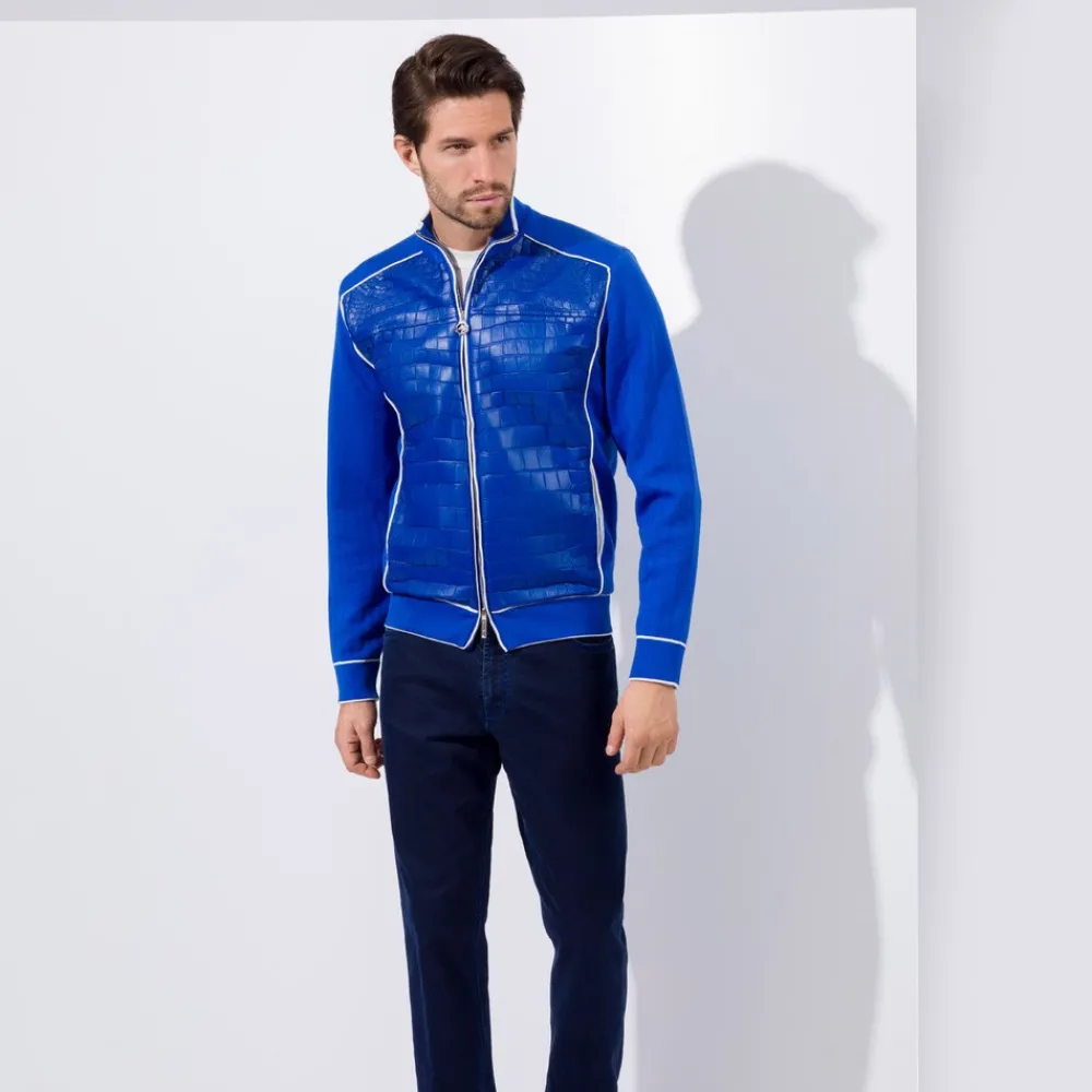 Fashion Blouson With Crocodile Inserts Mens Last Sizes