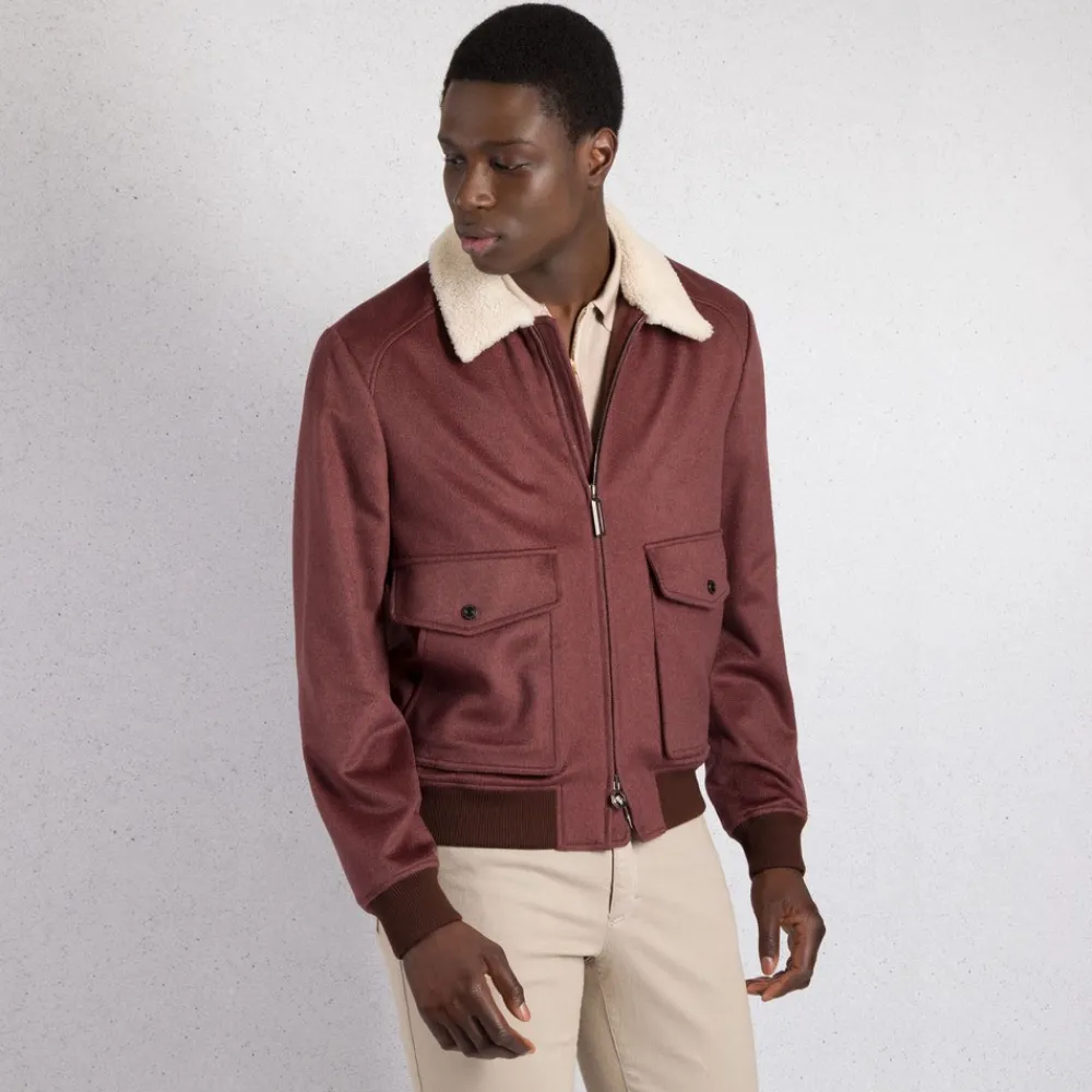 Hot Blouson With Lacon Shearling Collar Mens Outerwear