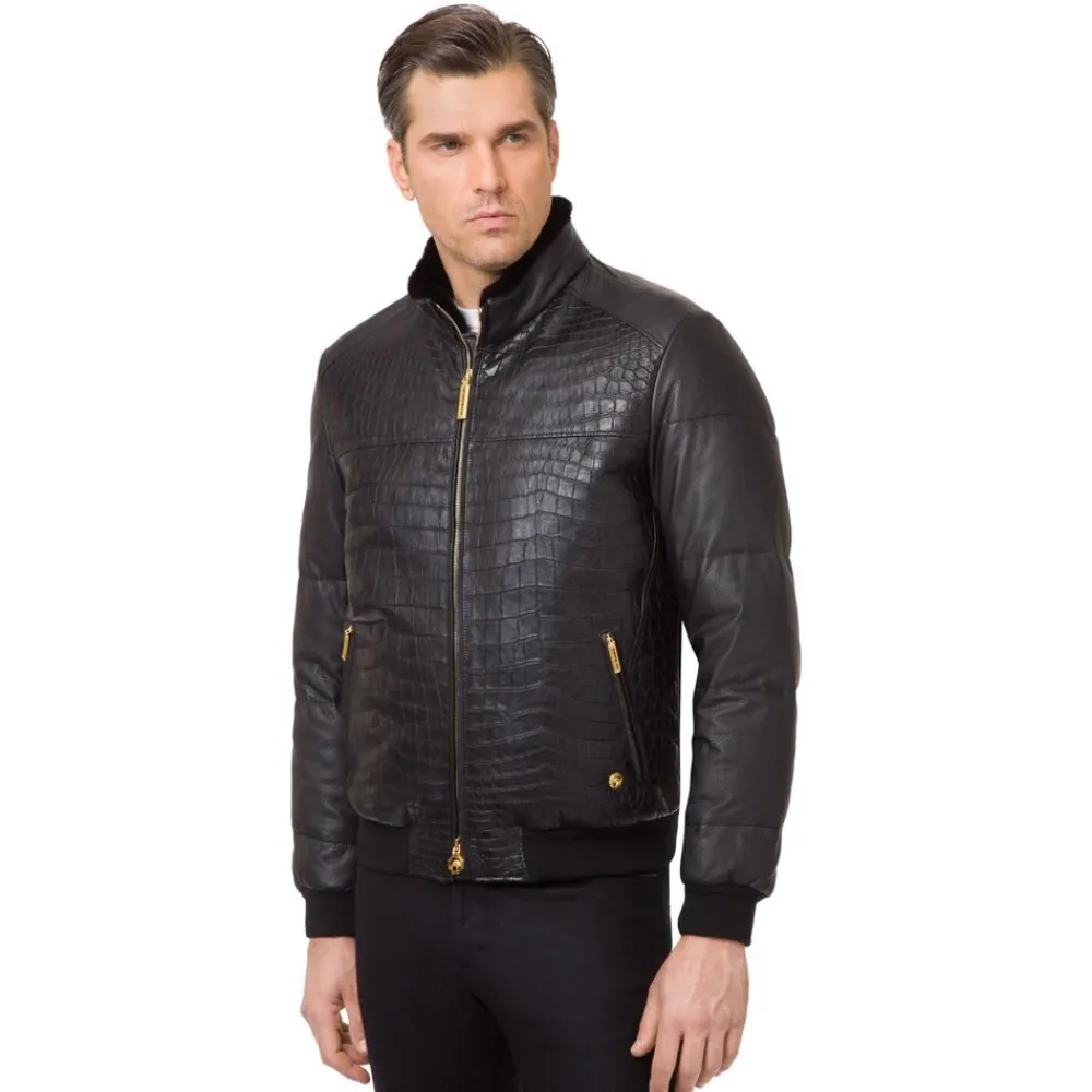 Outlet Blouson With Mink Fur Collar Mens Outerwear