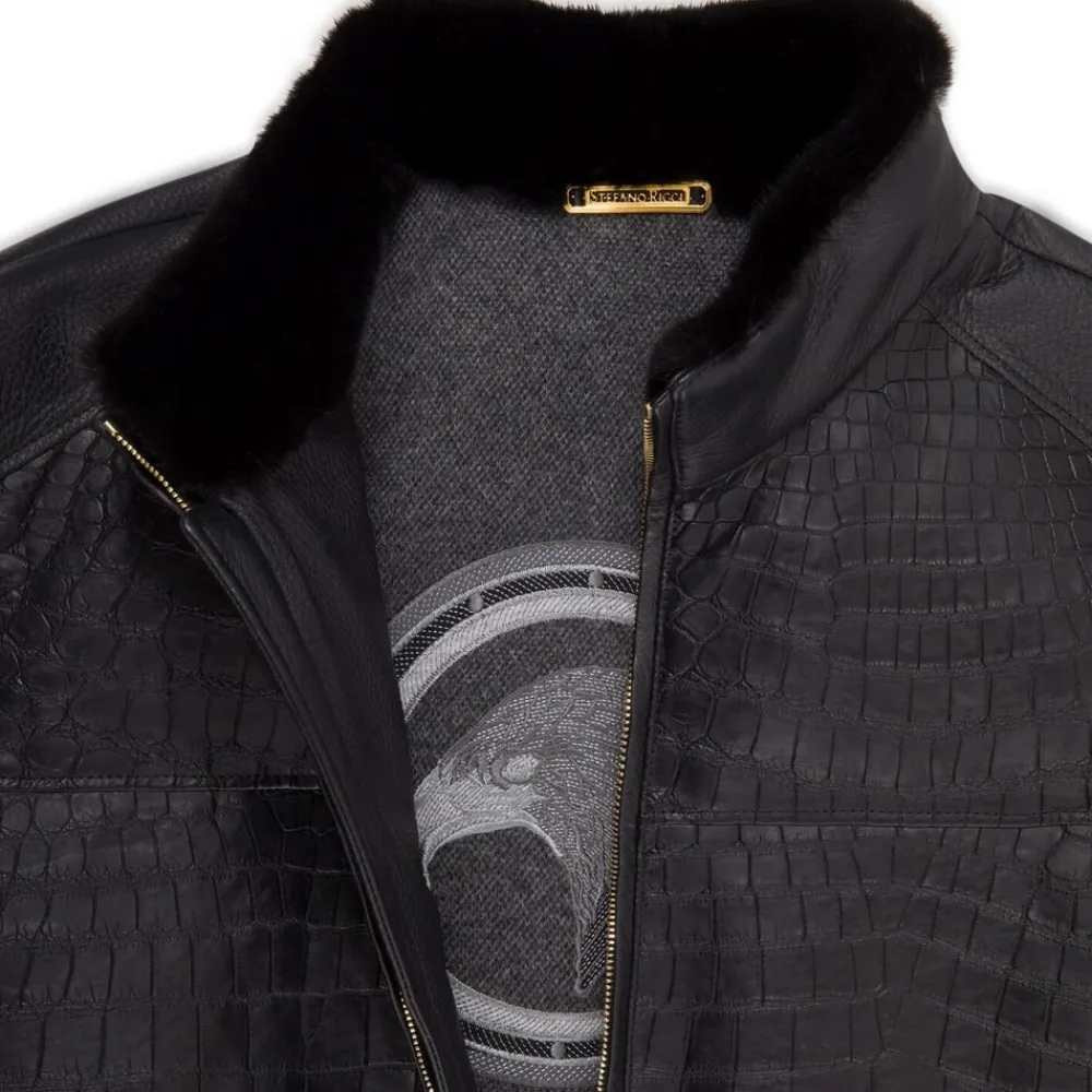 Outlet Blouson With Mink Fur Collar Mens Outerwear