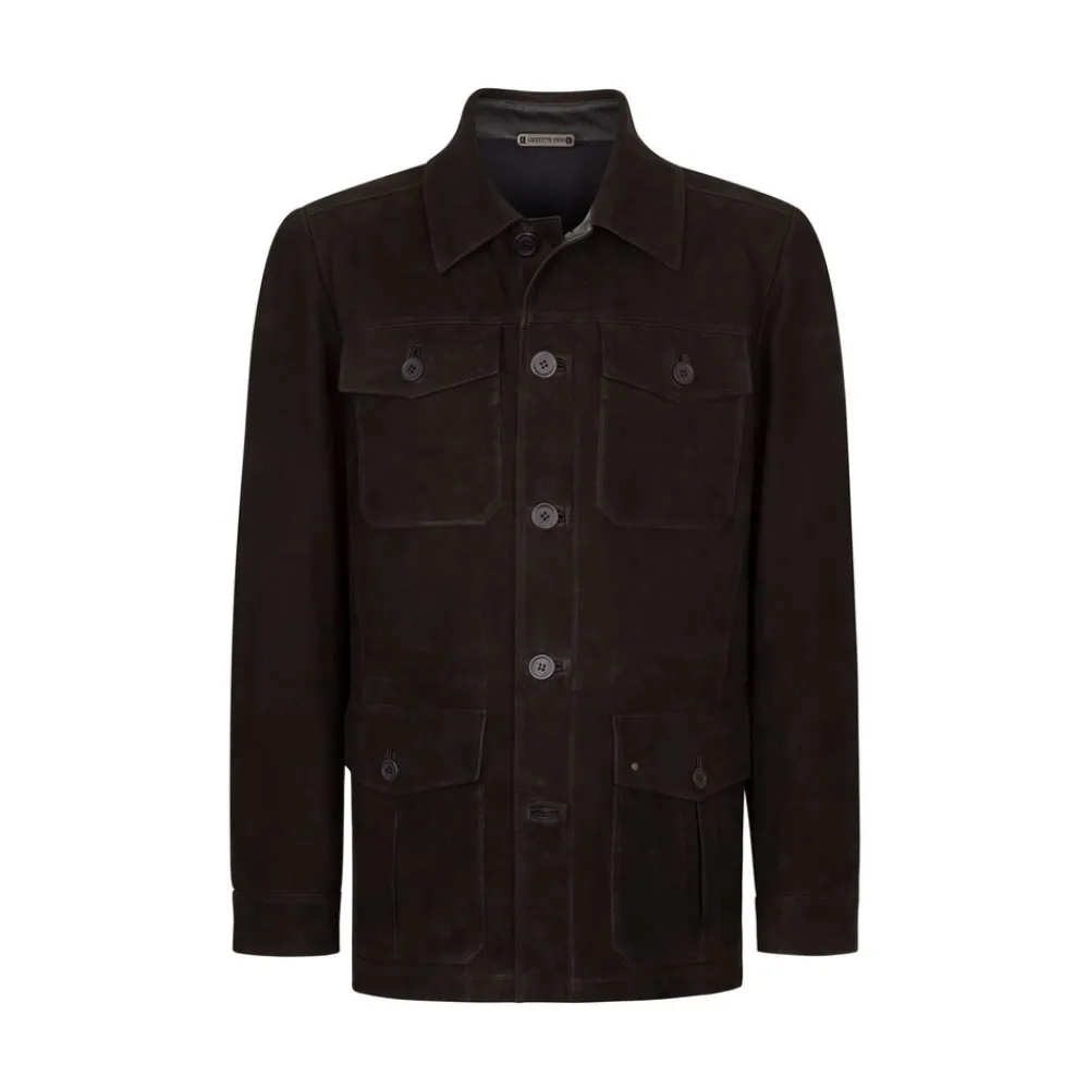 New Bufalino Nubuck Leather Field Jacket Mens Outerwear