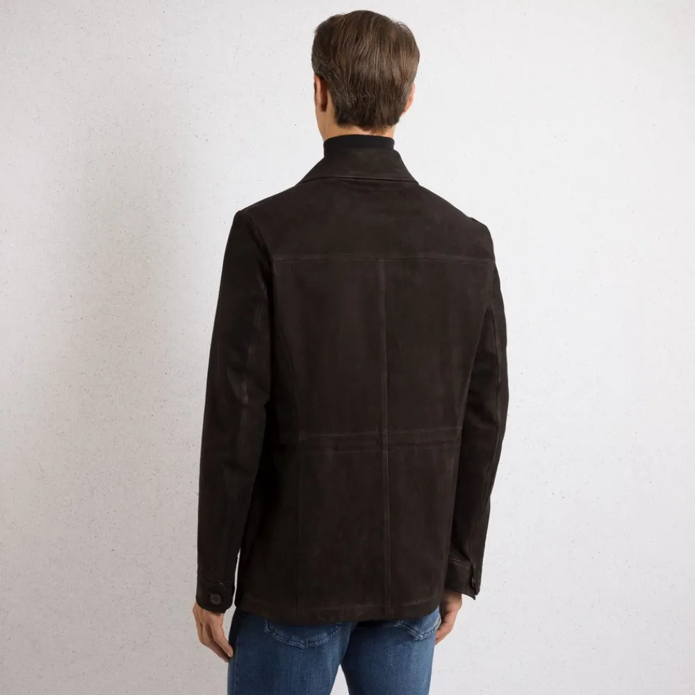 New Bufalino Nubuck Leather Field Jacket Mens Outerwear