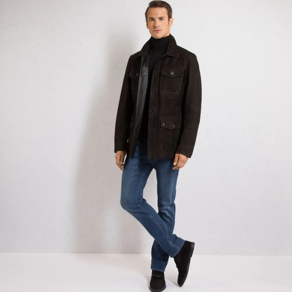 New Bufalino Nubuck Leather Field Jacket Mens Outerwear