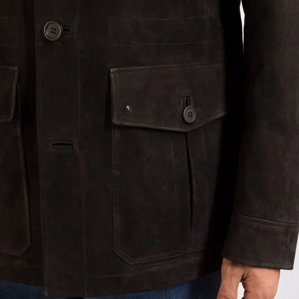New Bufalino Nubuck Leather Field Jacket Mens Outerwear