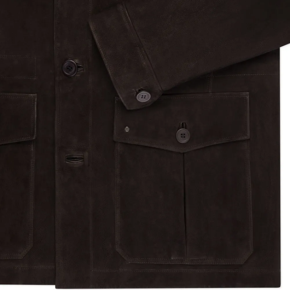 New Bufalino Nubuck Leather Field Jacket Mens Outerwear