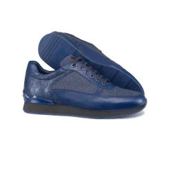 Shop Calfskin And Crocodile Trainers Sneakers