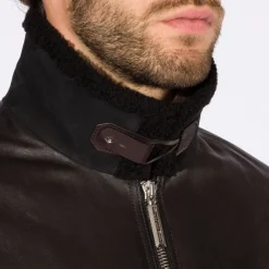 Outlet Calfskin And Shearling Blouson Mens Outerwear
