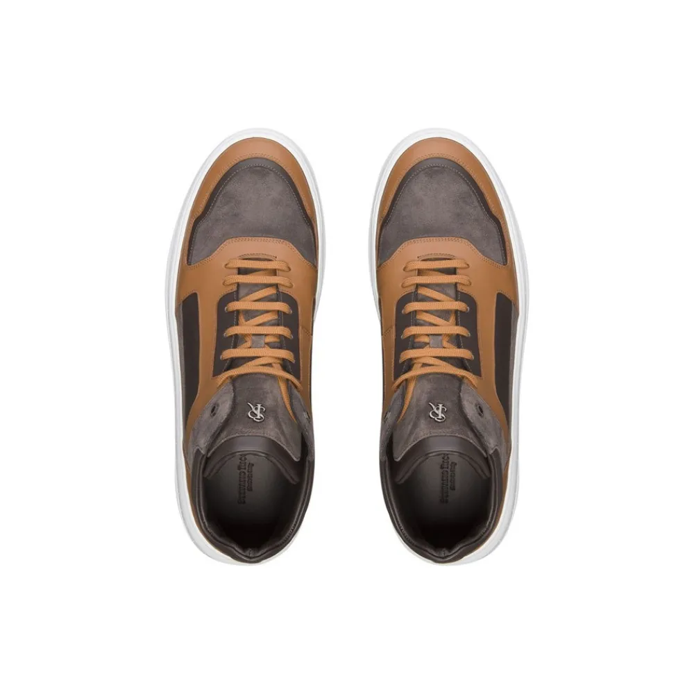 Sale Calfskin Leather And Suede High-Top Sneakers Sneakers