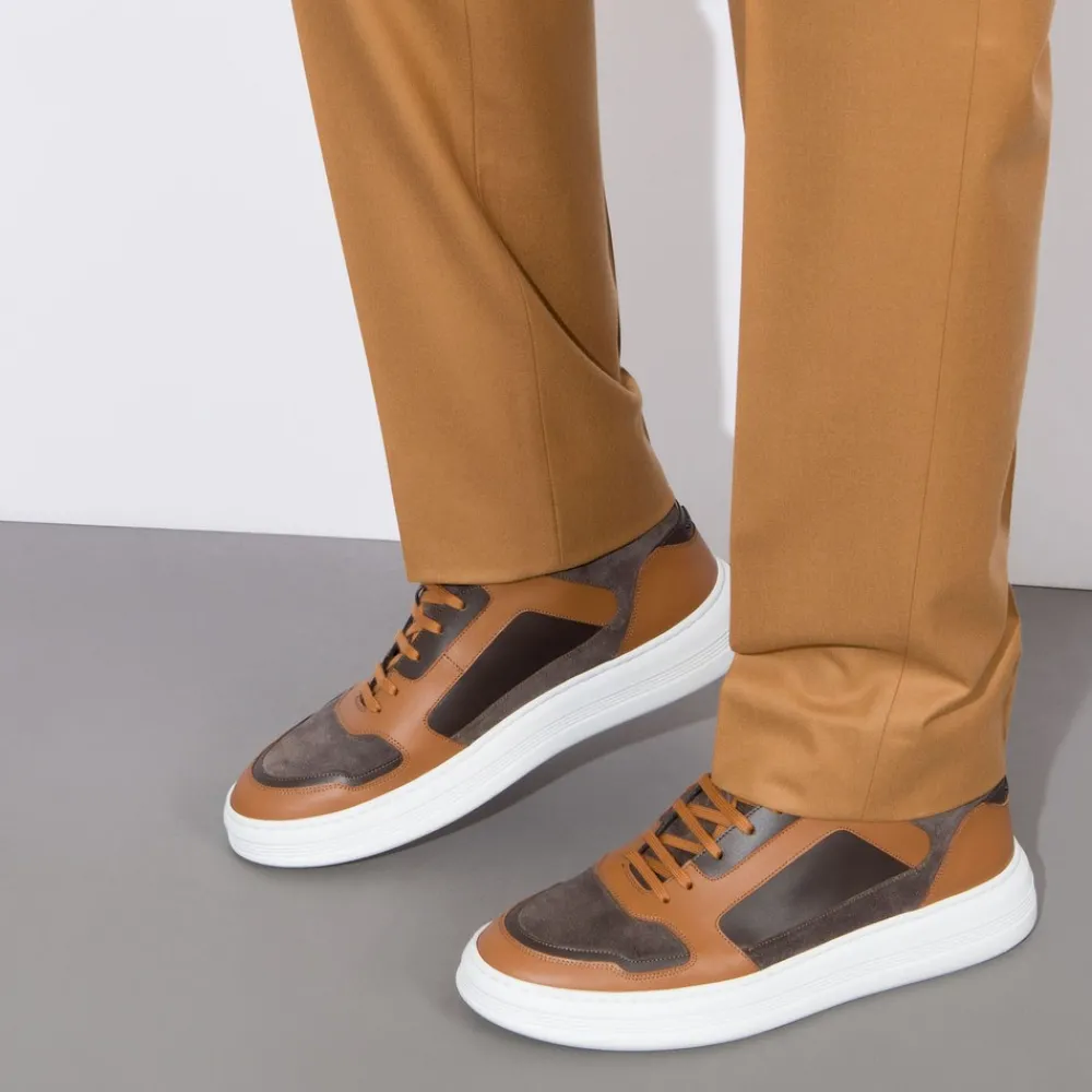 Sale Calfskin Leather And Suede High-Top Sneakers Sneakers