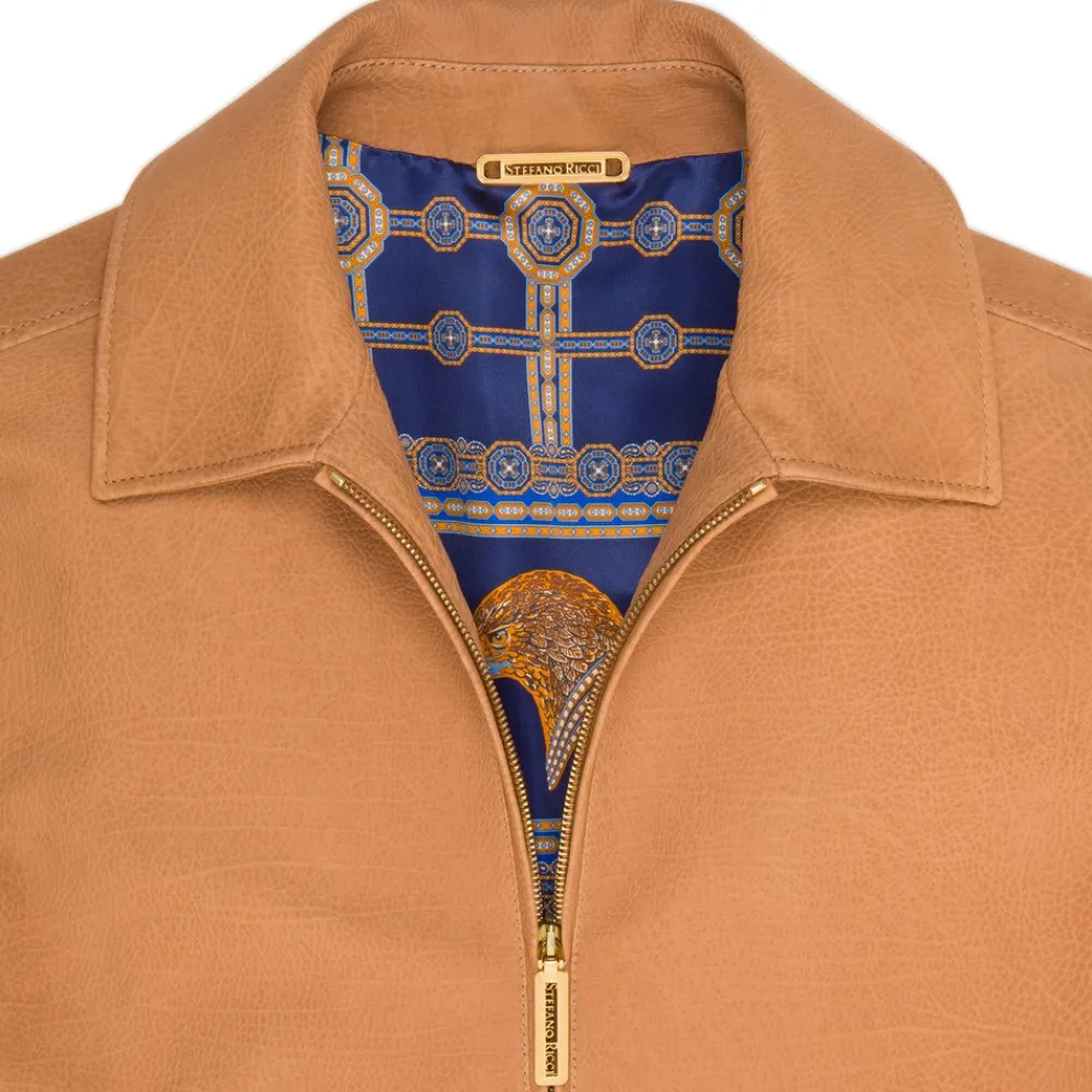 Best Sale Calfskin Leather Blouson Mens Outerwear