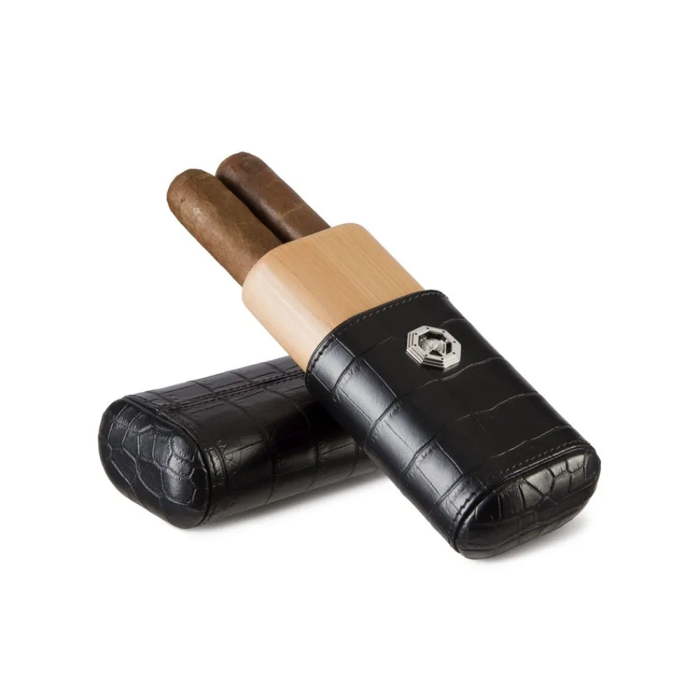 Fashion Calfskin Leather Cigar Holder (2 Cigars) Cigar Accessories