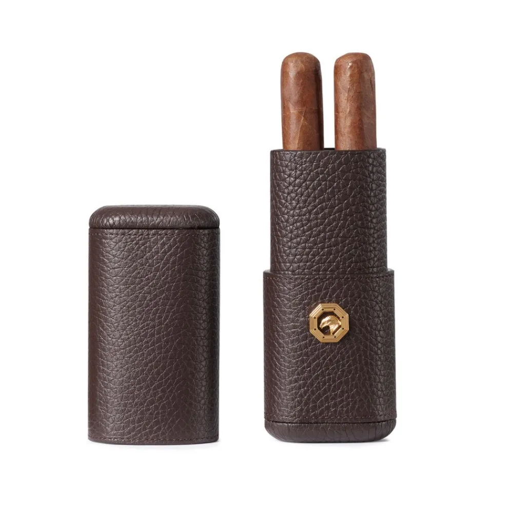 Cheap Calfskin Leather Cigar Holder (2 Cigars) Cigar Accessories