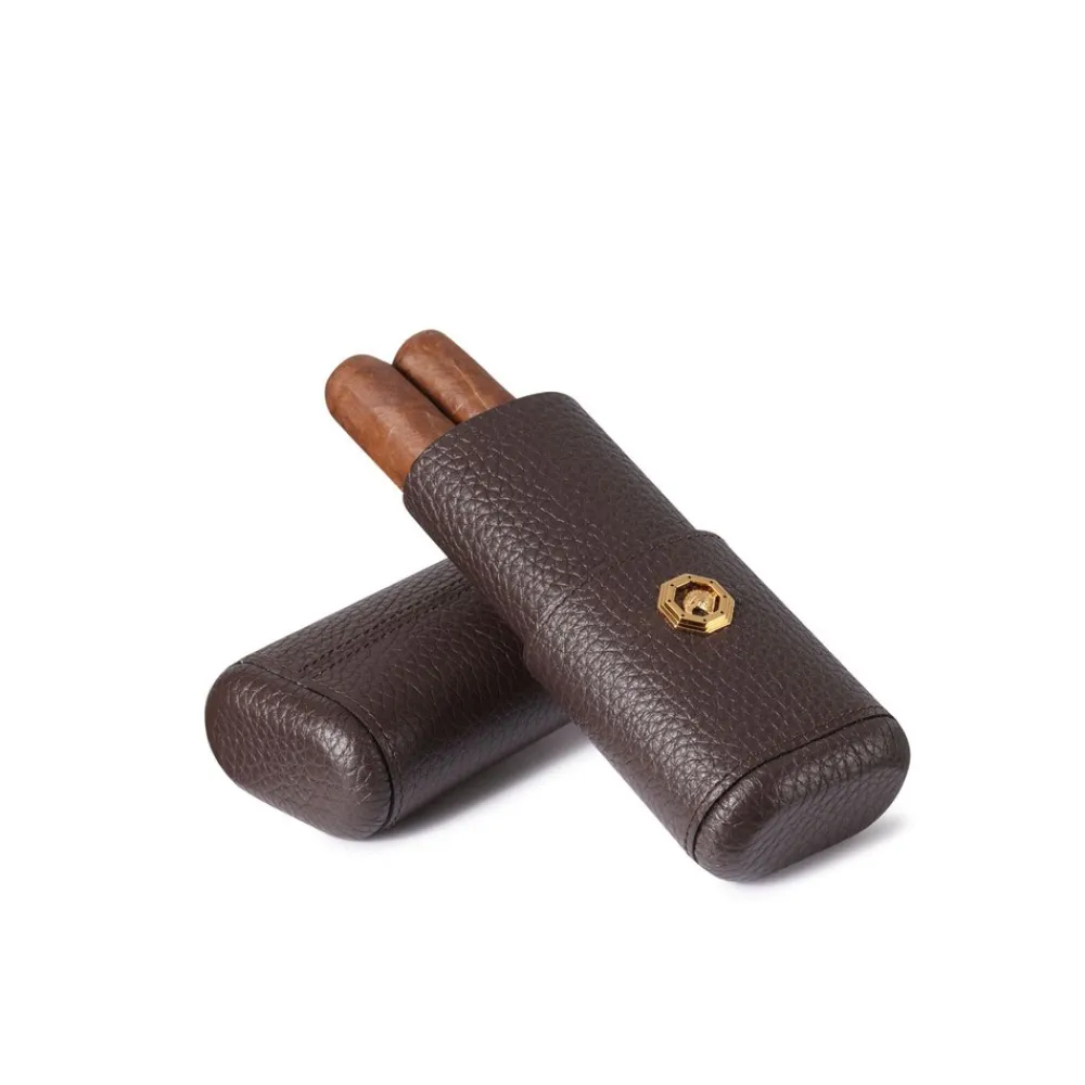 Cheap Calfskin Leather Cigar Holder (2 Cigars) Cigar Accessories
