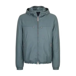 Outlet Calfskin Leather Hooded Blouson Mens Outerwear
