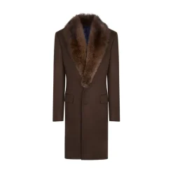 Best Sale Cashmere And Fisher Fur Coat Mens Outerwear