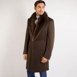 Best Sale Cashmere And Fisher Fur Coat Mens Outerwear