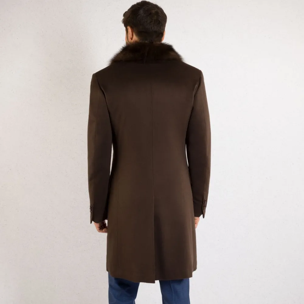 Best Sale Cashmere And Fisher Fur Coat Mens Outerwear