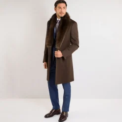 Best Sale Cashmere And Fisher Fur Coat Mens Outerwear