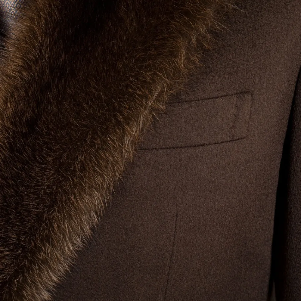 Best Sale Cashmere And Fisher Fur Coat Mens Outerwear