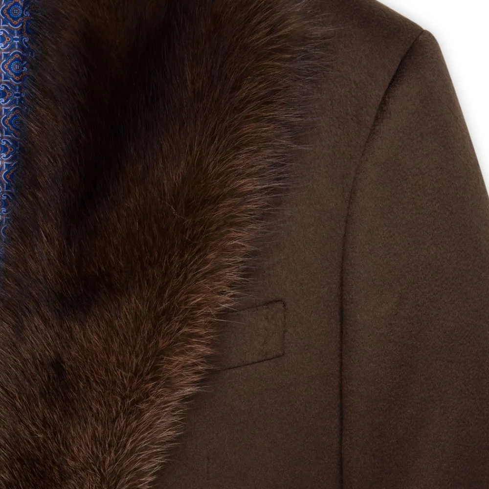 Best Sale Cashmere And Fisher Fur Coat Mens Outerwear
