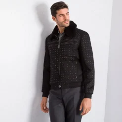 Best Sale Cashmere And Mink Blouson Mens Outerwear