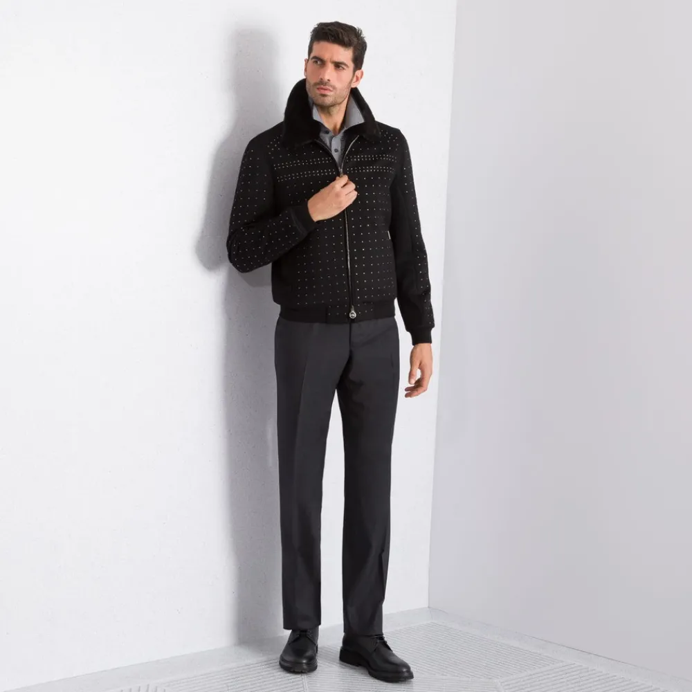 Best Sale Cashmere And Mink Blouson Mens Outerwear