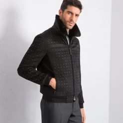 Best Sale Cashmere And Mink Blouson Mens Outerwear