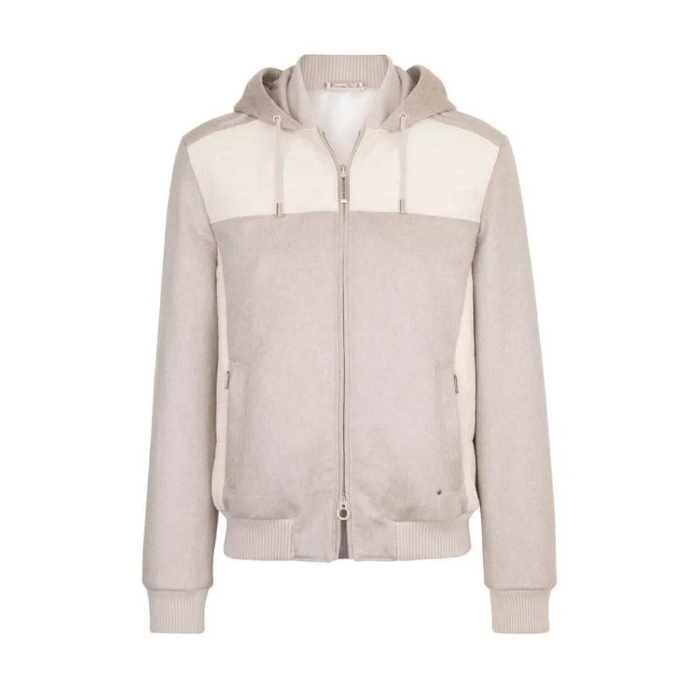 Fashion Cashmere And Nubuck Crocodile Hooded Blouson Mens Outerwear