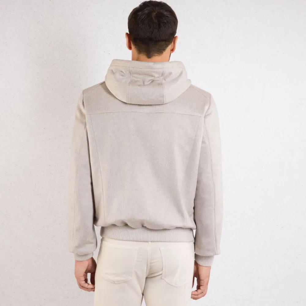 Fashion Cashmere And Nubuck Crocodile Hooded Blouson Mens Outerwear
