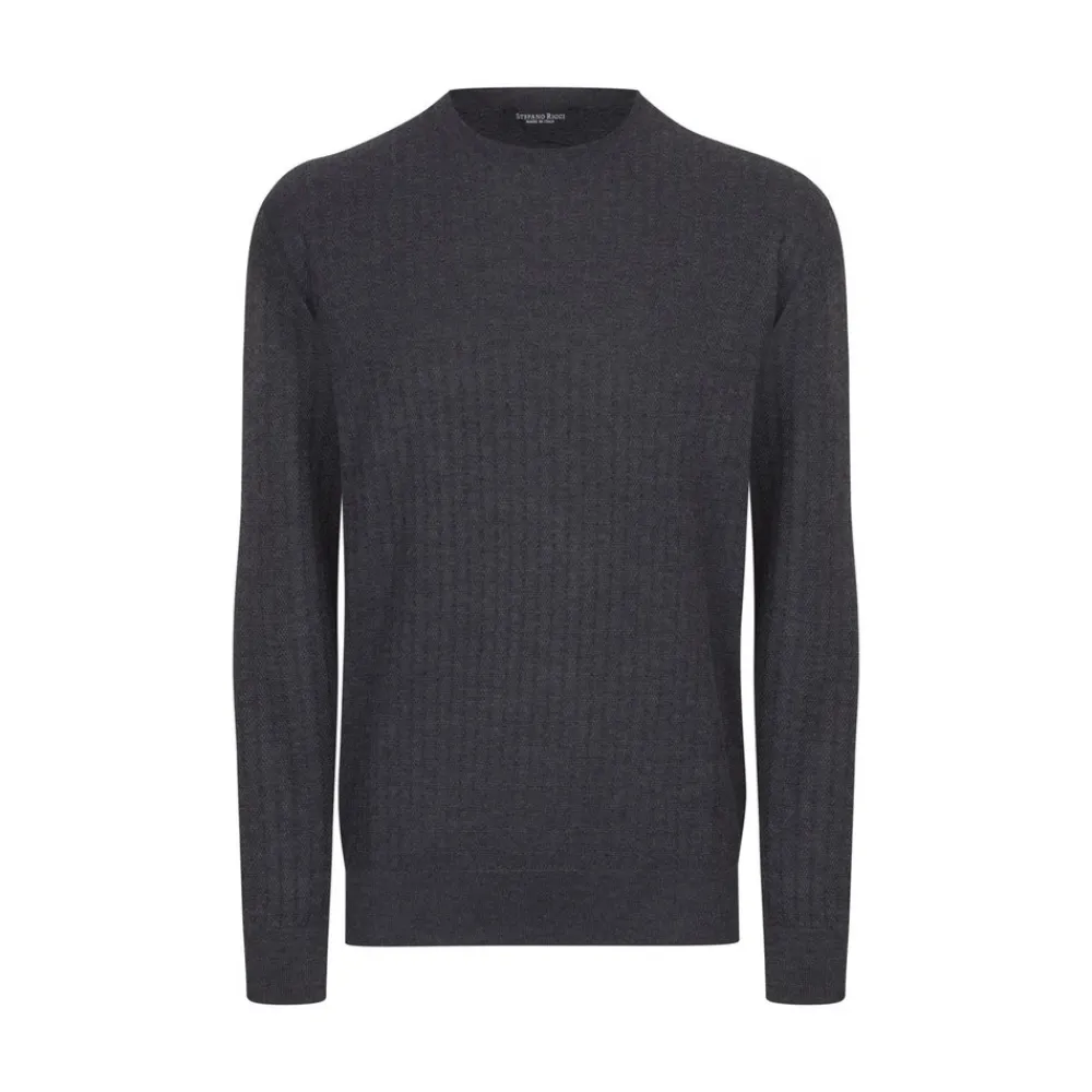 Best Sale Cashmere And Silk Crew Neck Sweater Mens Knitwear