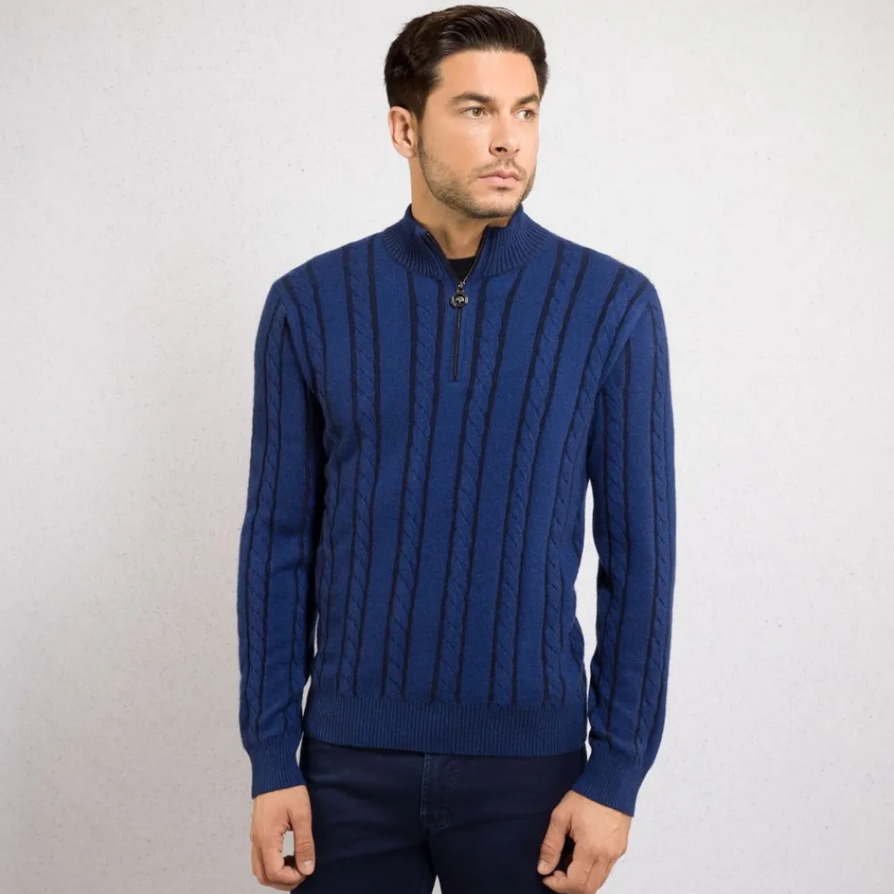 Best Cashmere And Silk Zip Mock Neck Sweater Mens Knitwear