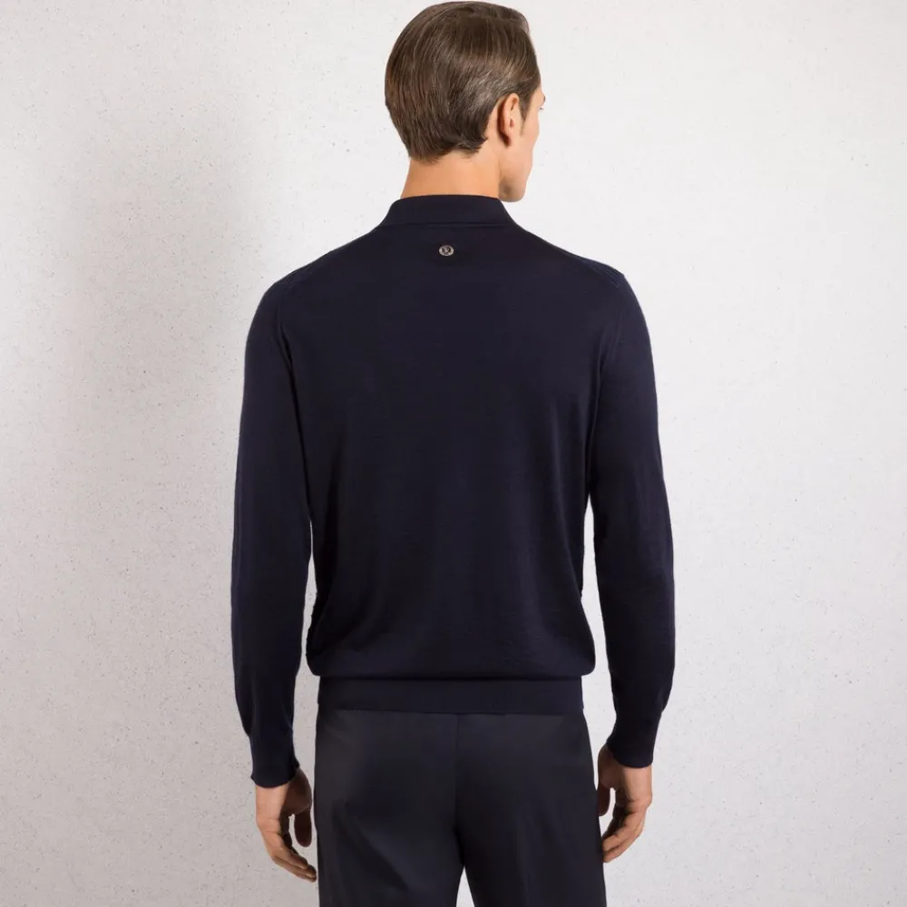 Discount Cashmere And Silk Zip Polo Shirt Mens Knitwear