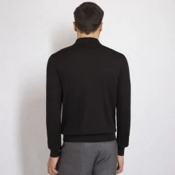 Outlet Cashmere And Silk Zip Polo Shirt Mens Knitwear