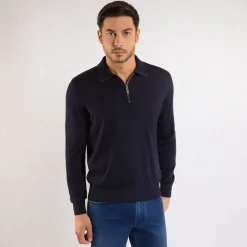 Hot Cashmere And Silk Zip Polo Shirt Mens Knitwear