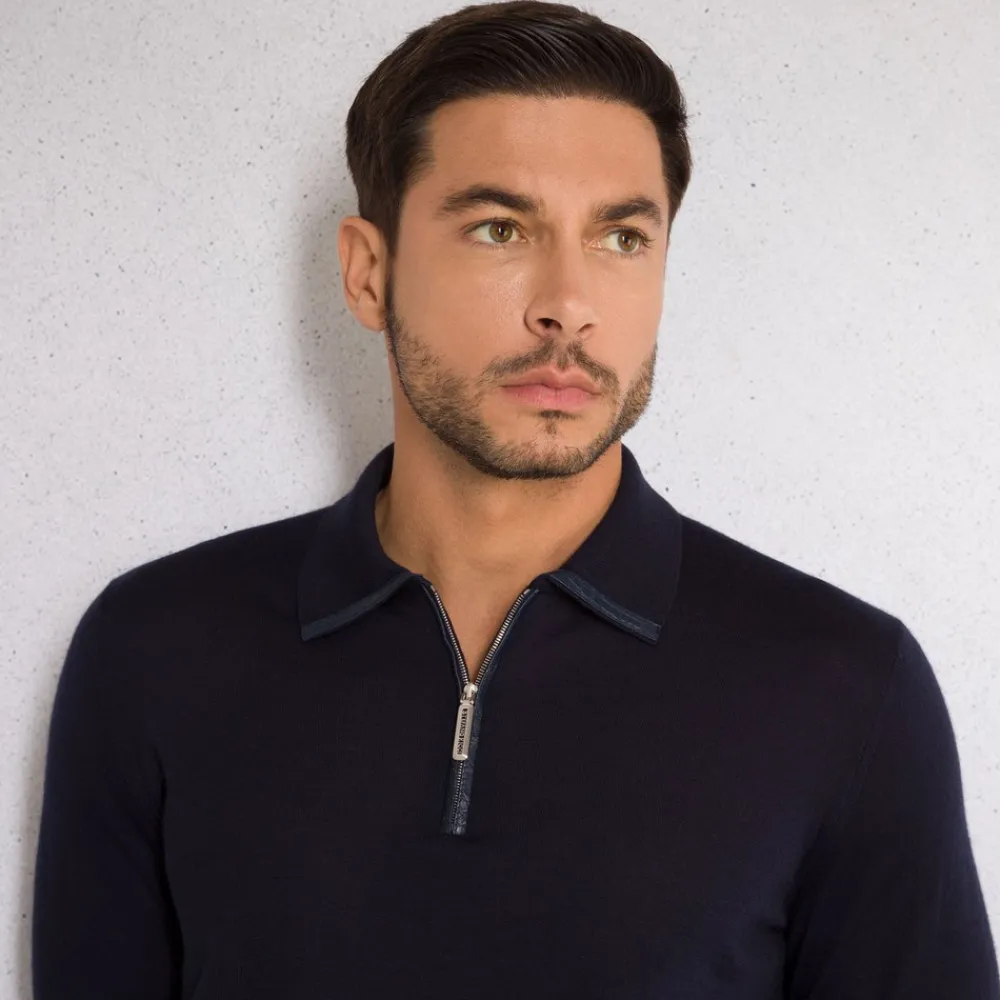 Hot Cashmere And Silk Zip Polo Shirt Mens Knitwear