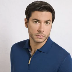 New Cashmere And Silk Zip Polo Shirt Mens Knitwear