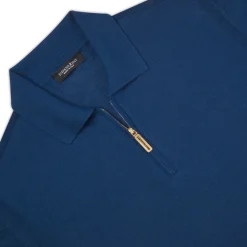 New Cashmere And Silk Zip Polo Shirt Mens Knitwear
