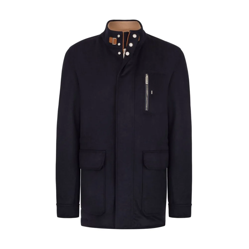 New Cashmere, Angora And Lambskin Field Jacket Mens Outerwear