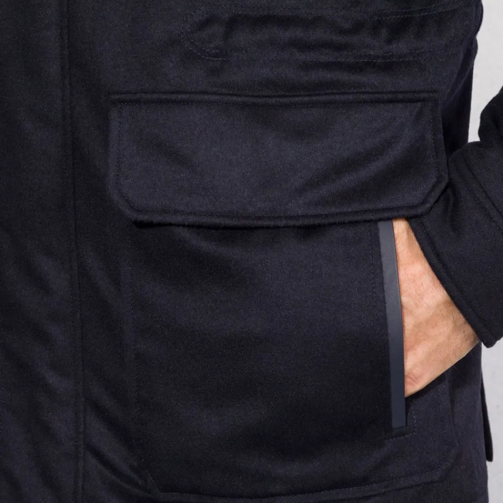 New Cashmere, Angora And Lambskin Field Jacket Mens Outerwear