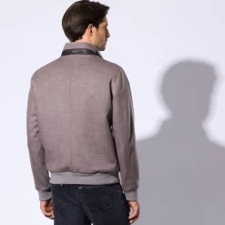 Flash Sale Cashmere Blouson With Deerskin Leather Details Mens Last Sizes