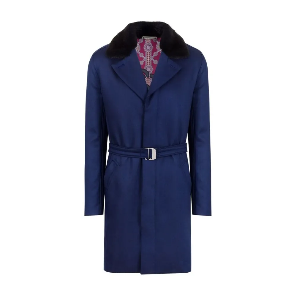 Best Sale Cashmere Coat With Mink Fur Collar Mens Outerwear