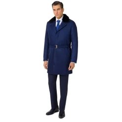 Best Sale Cashmere Coat With Mink Fur Collar Mens Outerwear