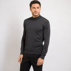 Best Sale Cashmere, Silk And Crocodile Mock Neck Sweater Mens Knitwear