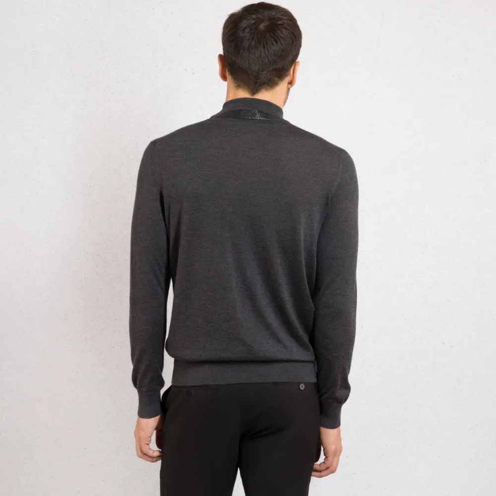 Best Sale Cashmere, Silk And Crocodile Mock Neck Sweater Mens Knitwear
