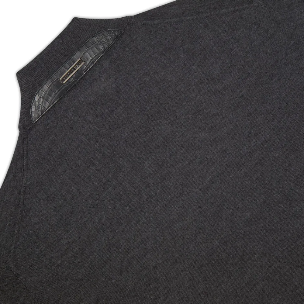 Best Sale Cashmere, Silk And Crocodile Mock Neck Sweater Mens Knitwear