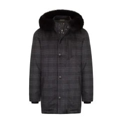 New Cashmere, Silk And Fox Fur Hooded Jacket Mens Outerwear