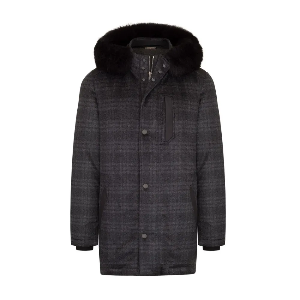 New Cashmere, Silk And Fox Fur Hooded Jacket Mens Outerwear