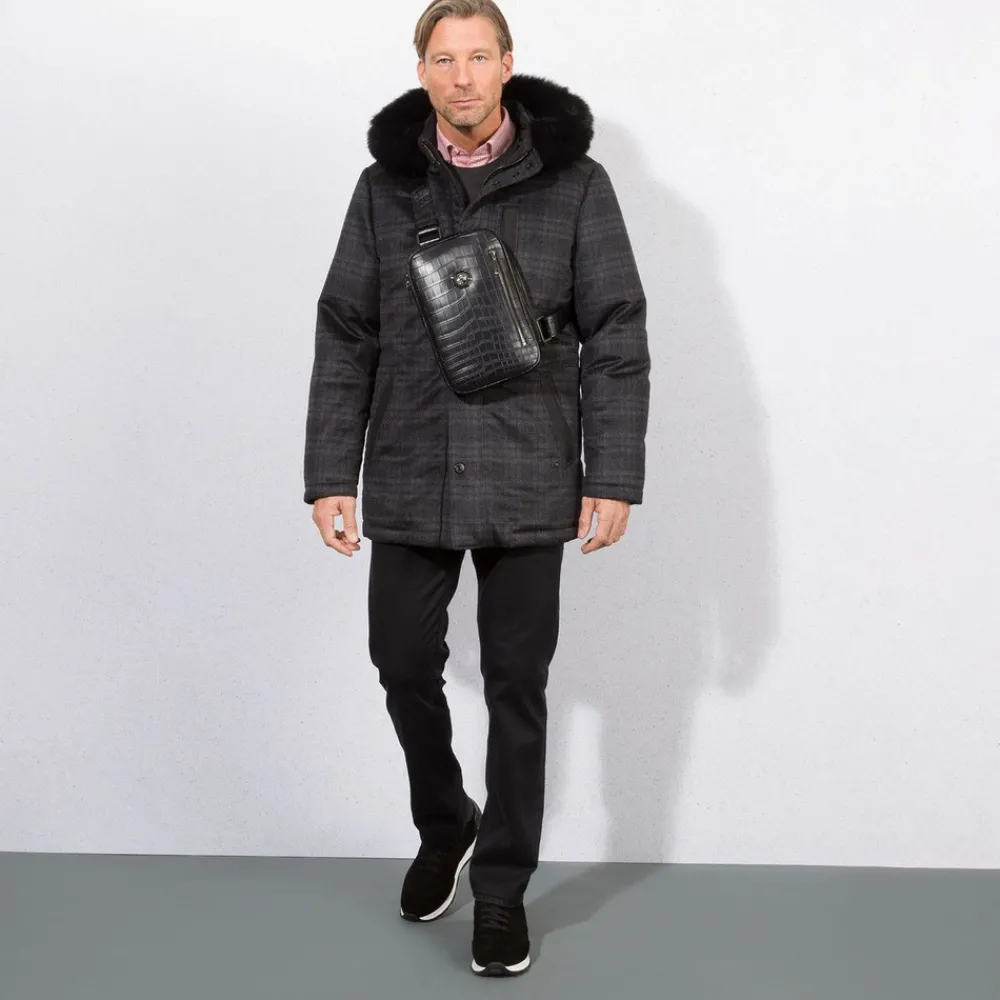 New Cashmere, Silk And Fox Fur Hooded Jacket Mens Outerwear